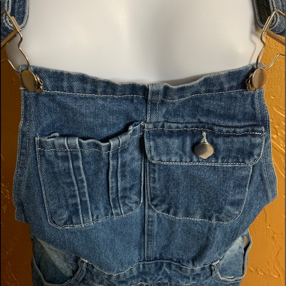 Blue Denim Cropped Overalls - Picture 4 of 6